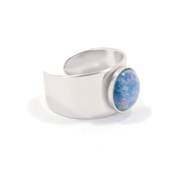 Bohemia Ring 01 Rhodiniert 15 Milchblau