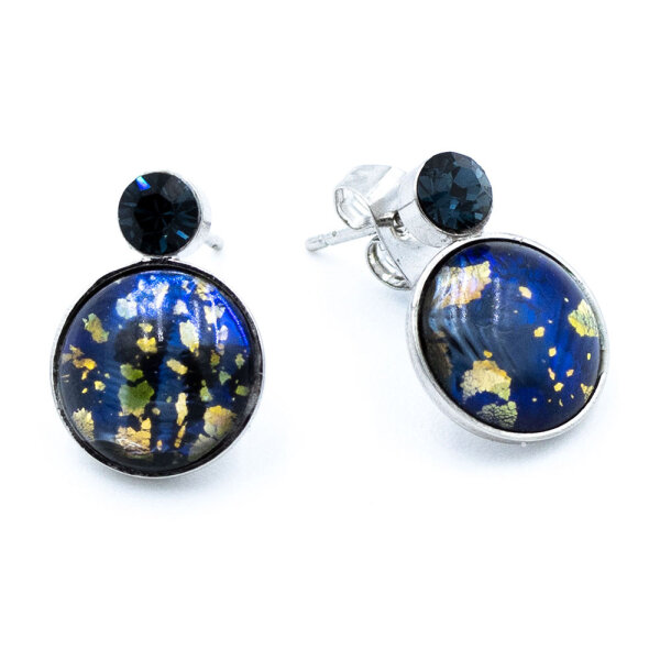 Bohemia Ohrring 07 Rhodiniert 21 Goldblau