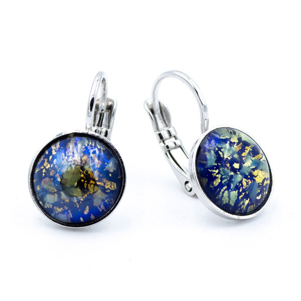 Bohemia Ohrring 08 Rhodiniert 25 Blau-Braun