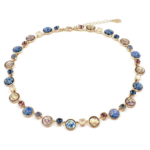 Bohemia Kette 01 Vergoldet 10 Eisblau