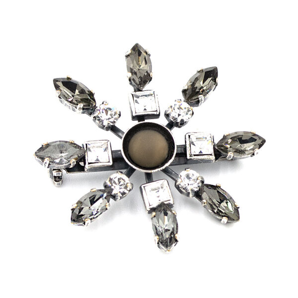 Brosche TBStrass Altversilbert Kombi Grau