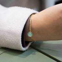 Bohemia Armreif 03 Vergoldet 15 Milchblau