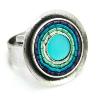 India Antik Ring 02 Altsilber 08 Blau